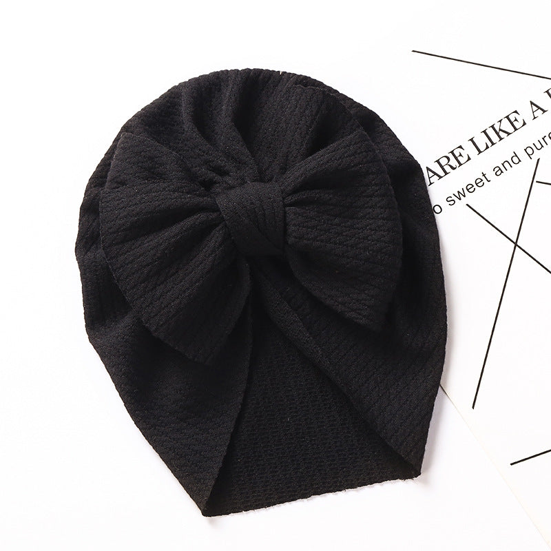 Cozy Pit-Strip Baby Beanie with Bows