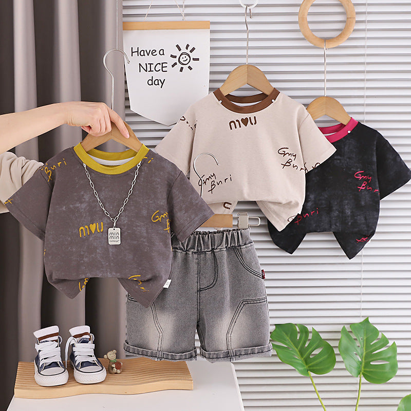 Short Sleeved Round Neck Top and Shorts Set