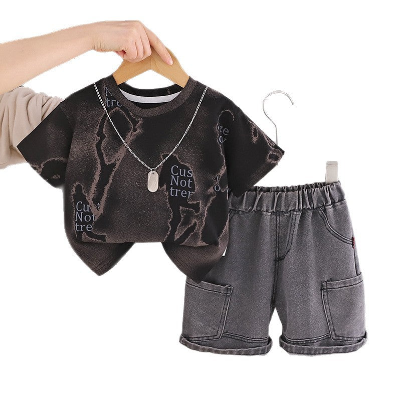 Short Sleeved Round Neck Top and Shorts Set