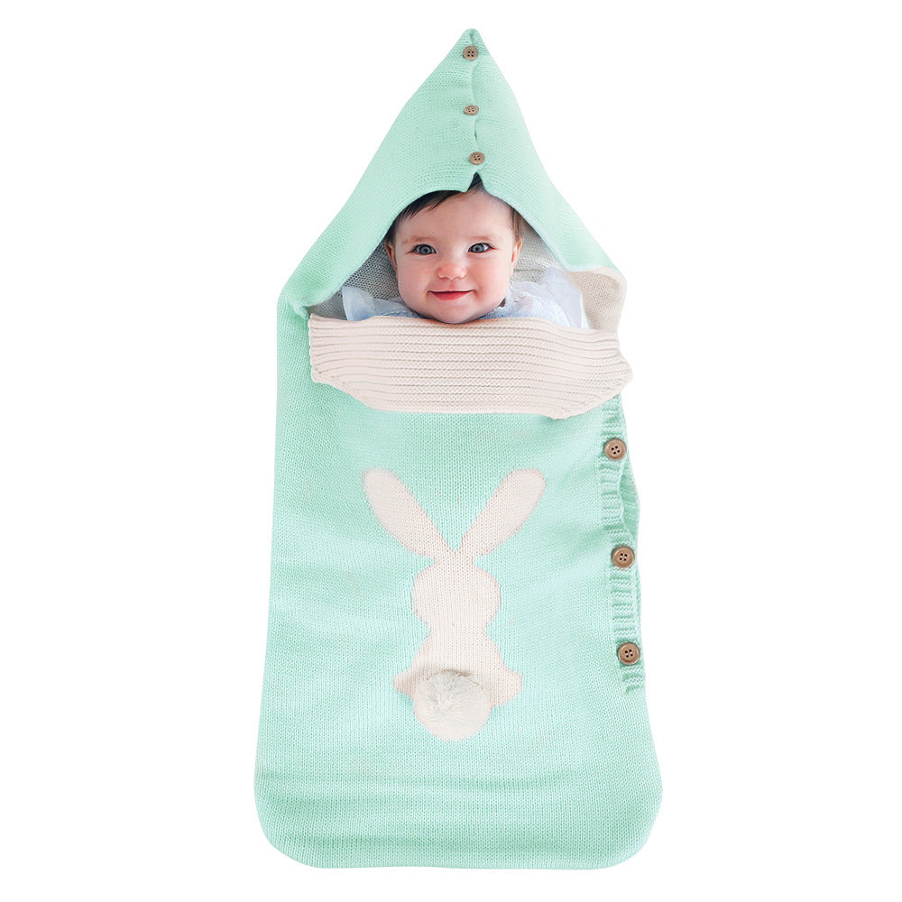 Knitted Rabbit Baby Sleeping Bag with Side Buttons