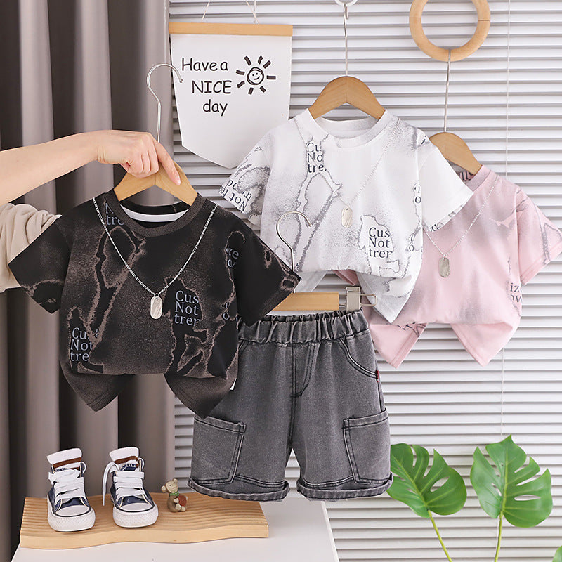 Short Sleeved Round Neck Top and Shorts Set