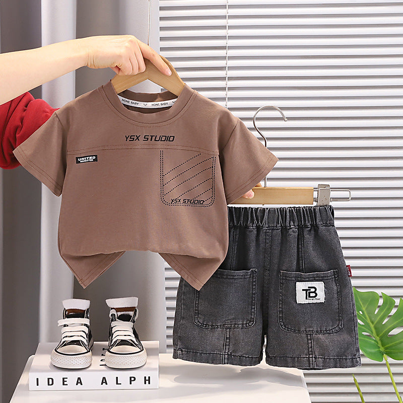 Round Neck Short Sleeved T-shirt and Shorts Set