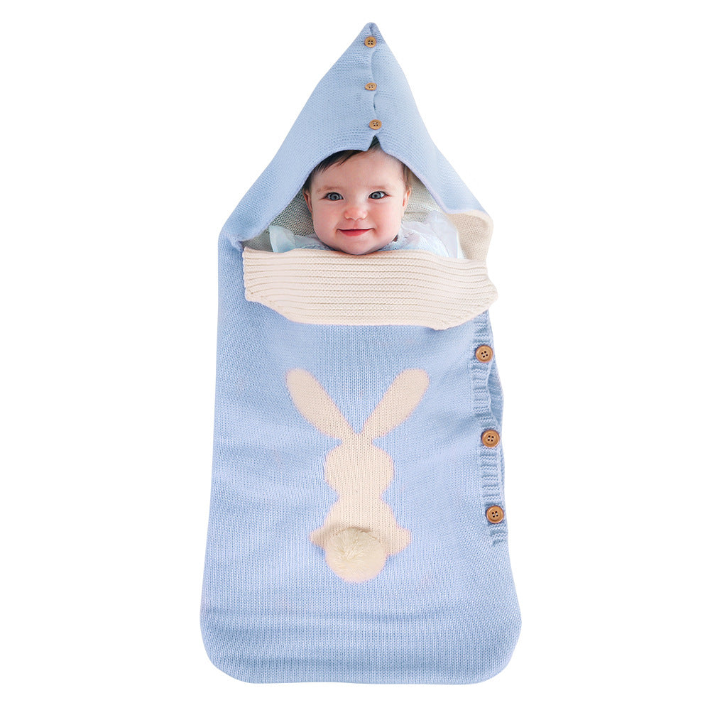 Knitted Rabbit Baby Sleeping Bag with Side Buttons