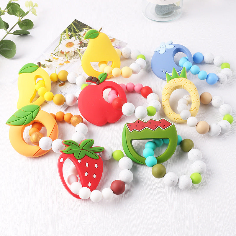 Cartoon Fruit Bracelet with Teething Comfort Toy