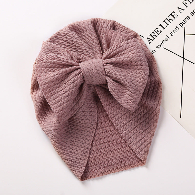 Cozy Pit-Strip Baby Beanie with Bows