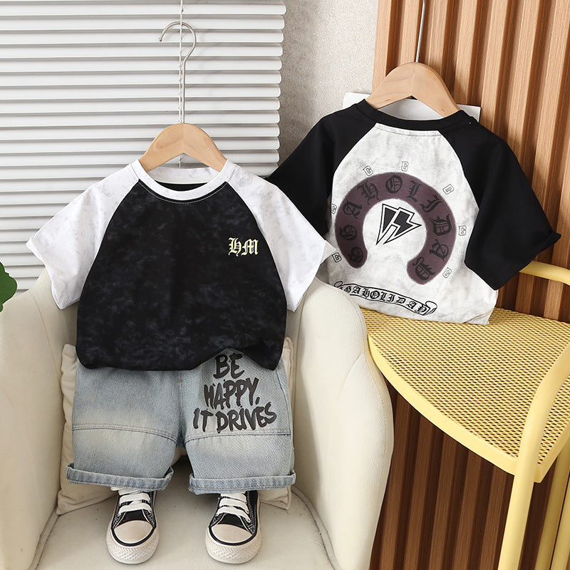 Round Neck Short Sleeved Top and Shorts Set