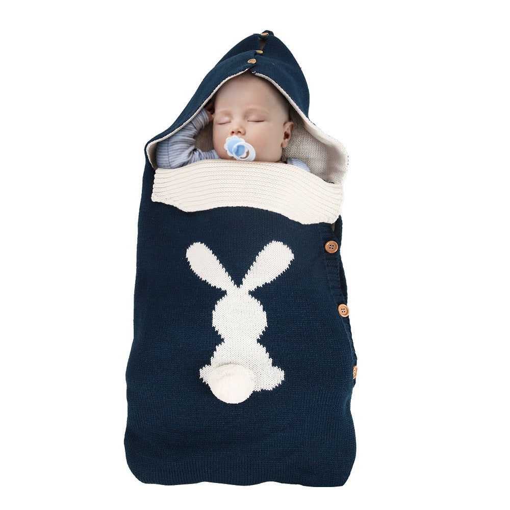 Knitted Rabbit Baby Sleeping Bag with Side Buttons