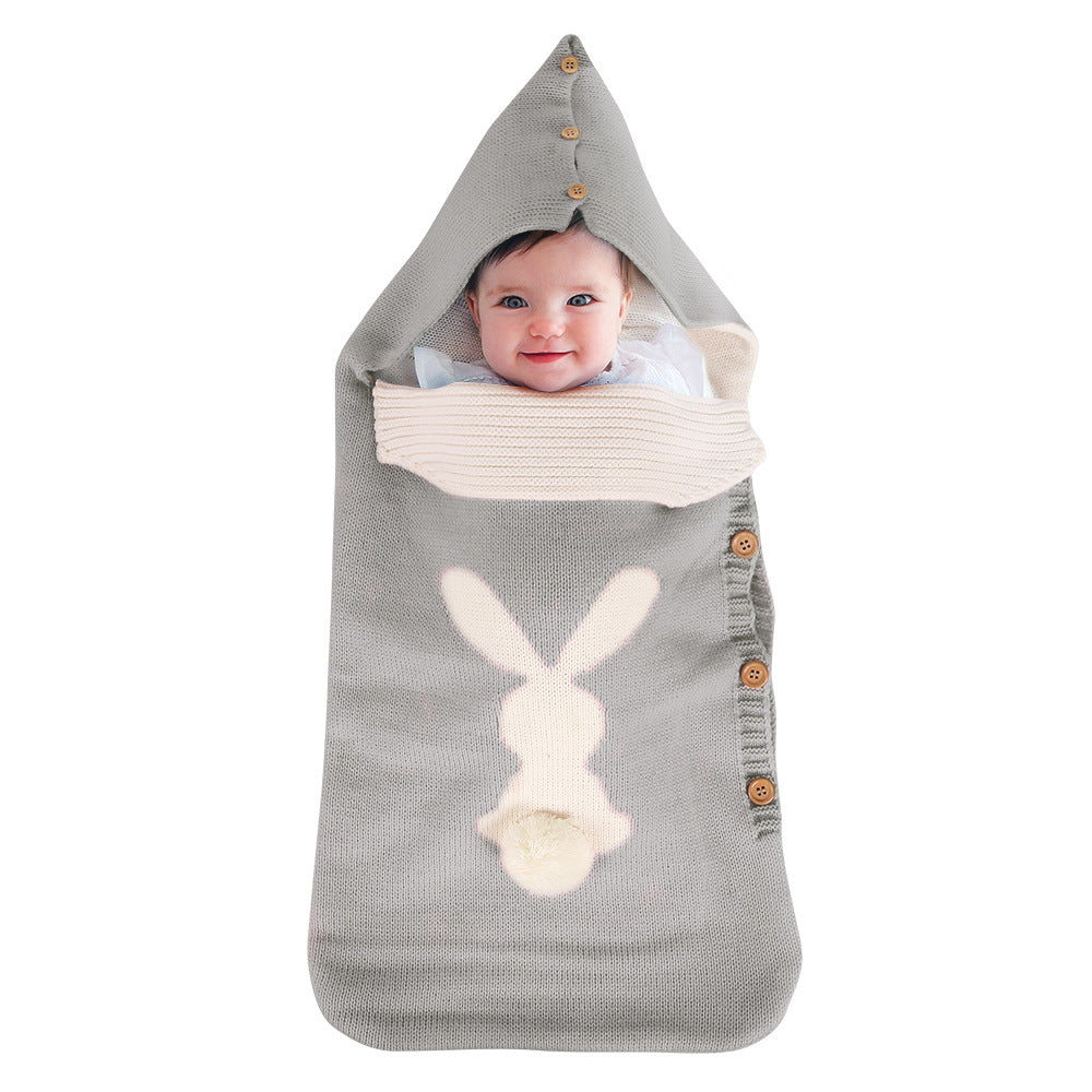 Knitted Rabbit Baby Sleeping Bag with Side Buttons