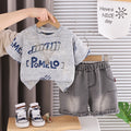 Short Sleeved Striped Shirt Jeans Set