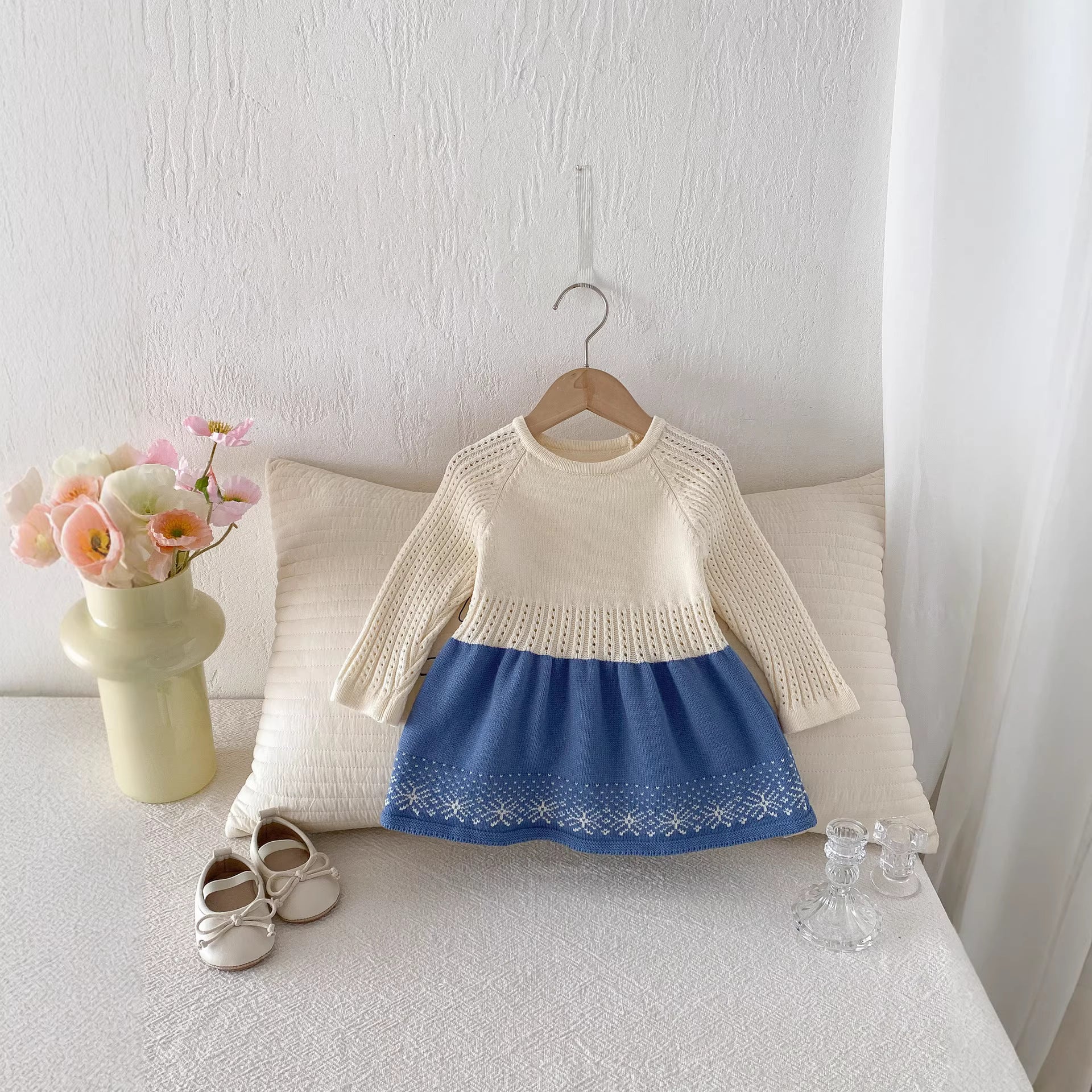 Autumn Knit Long Sleeve Dress for Baby Girls
