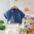 Dinosaur Collar Short Sleeved Shirt Shorts Set