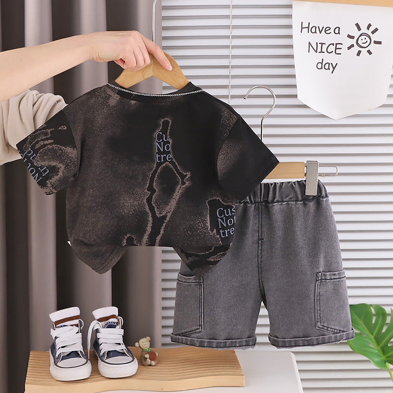 Short Sleeved Round Neck Top and Shorts Set
