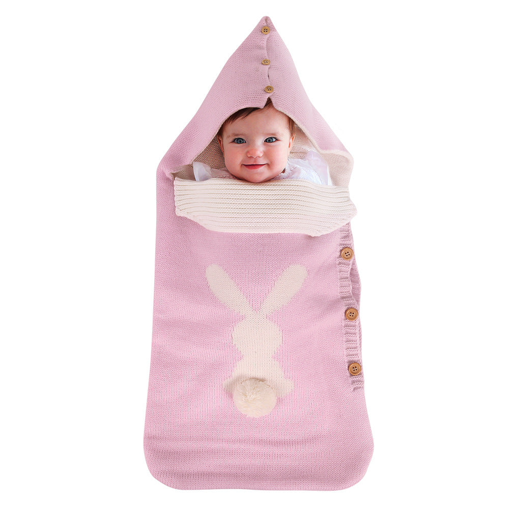Knitted Rabbit Baby Sleeping Bag with Side Buttons