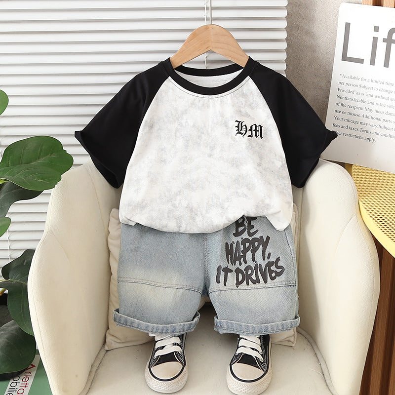 Round Neck Short Sleeved Top and Shorts Set