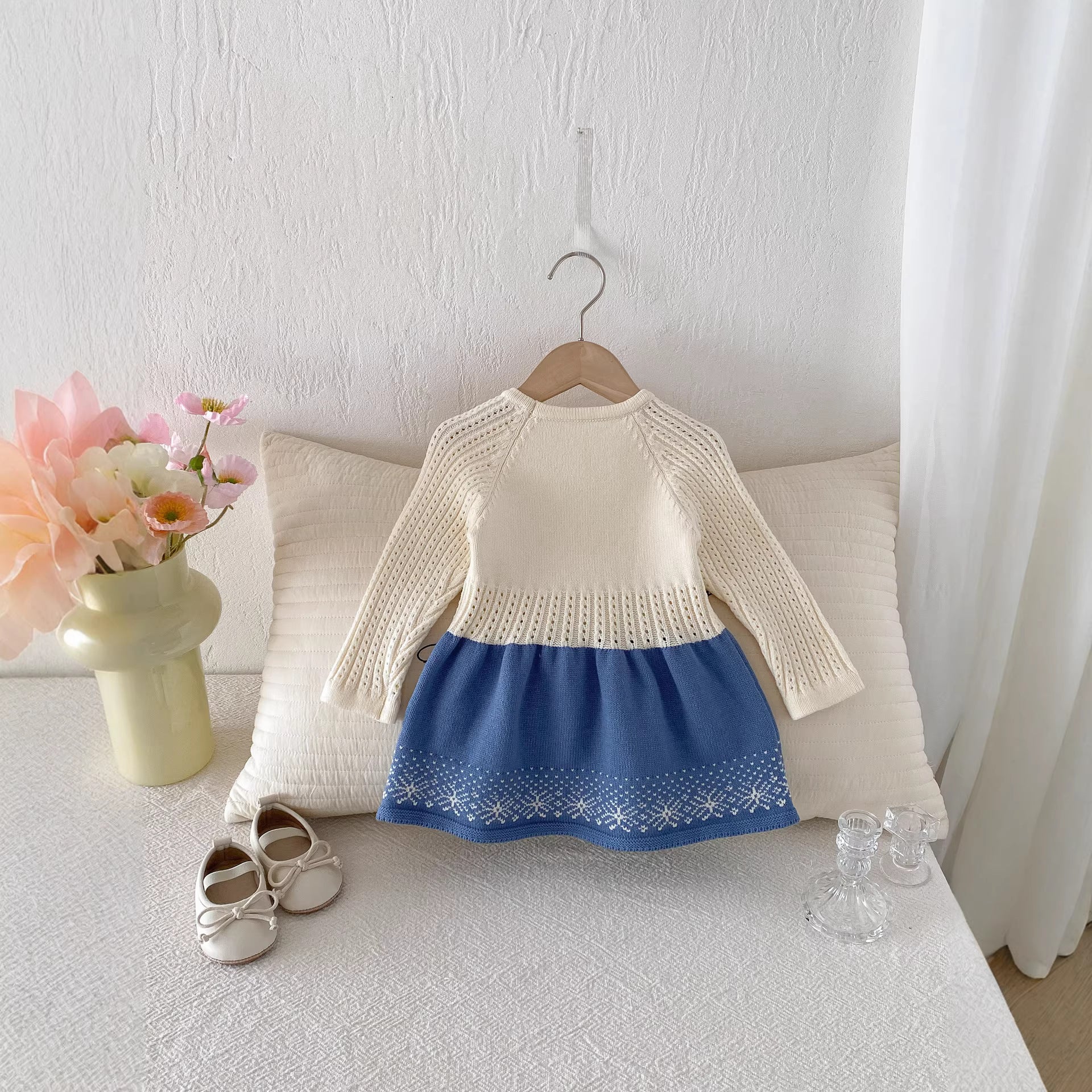 Autumn Knit Long Sleeve Dress for Baby Girls