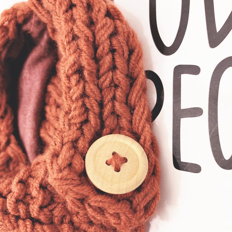 Children's Autumn/Winter Wool Ball Lined Ear-flap Hat