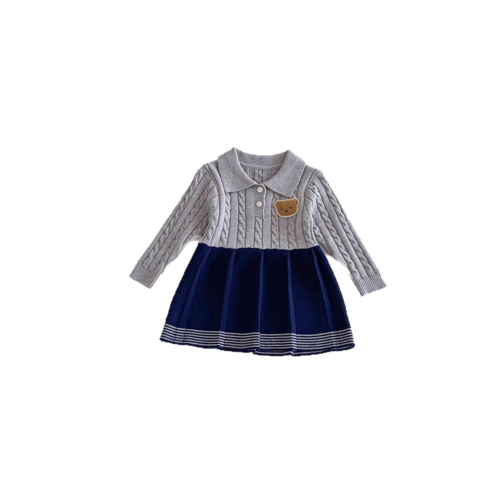 Charming Knitted Sweater Dress for Girls Long Sleeve with A-Line Silhouette