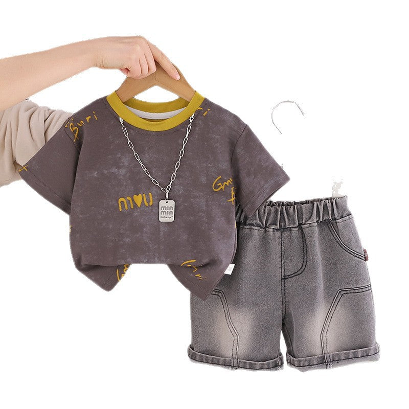 Short Sleeved Round Neck Top and Shorts Set