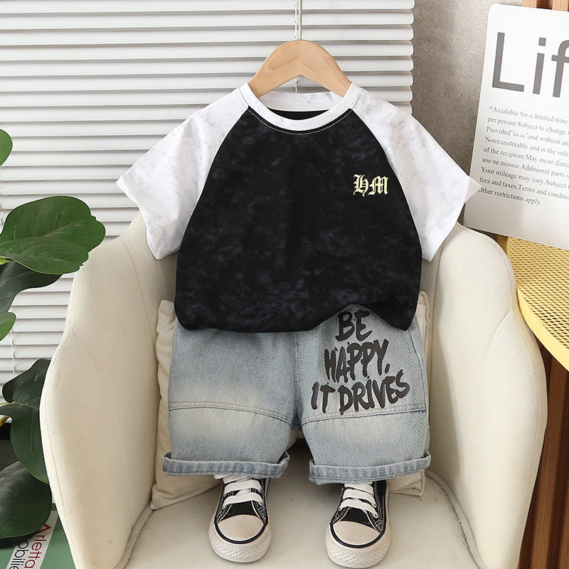 Round Neck Short Sleeved Top and Shorts Set