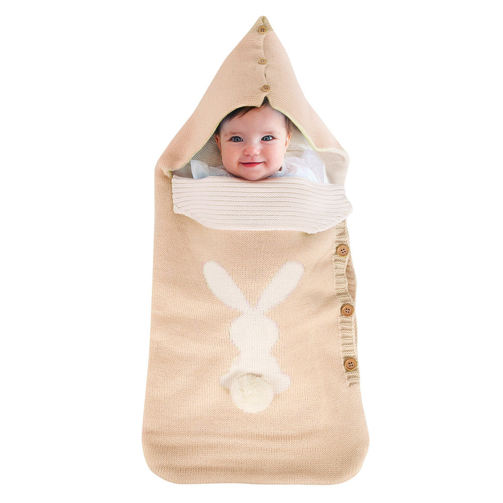 Knitted Rabbit Baby Sleeping Bag with Side Buttons