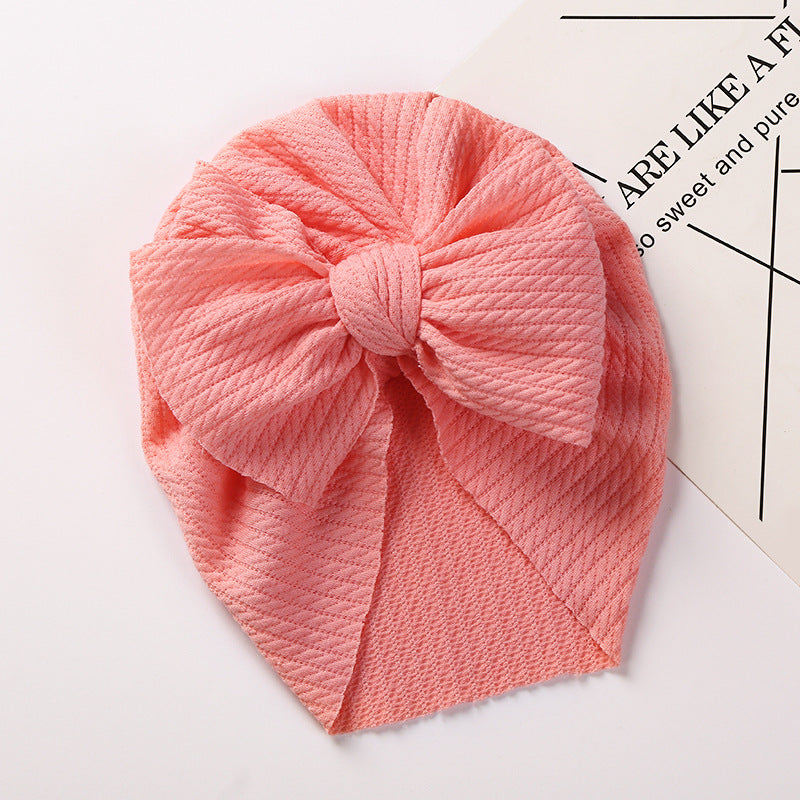 Cozy Pit-Strip Baby Beanie with Bows