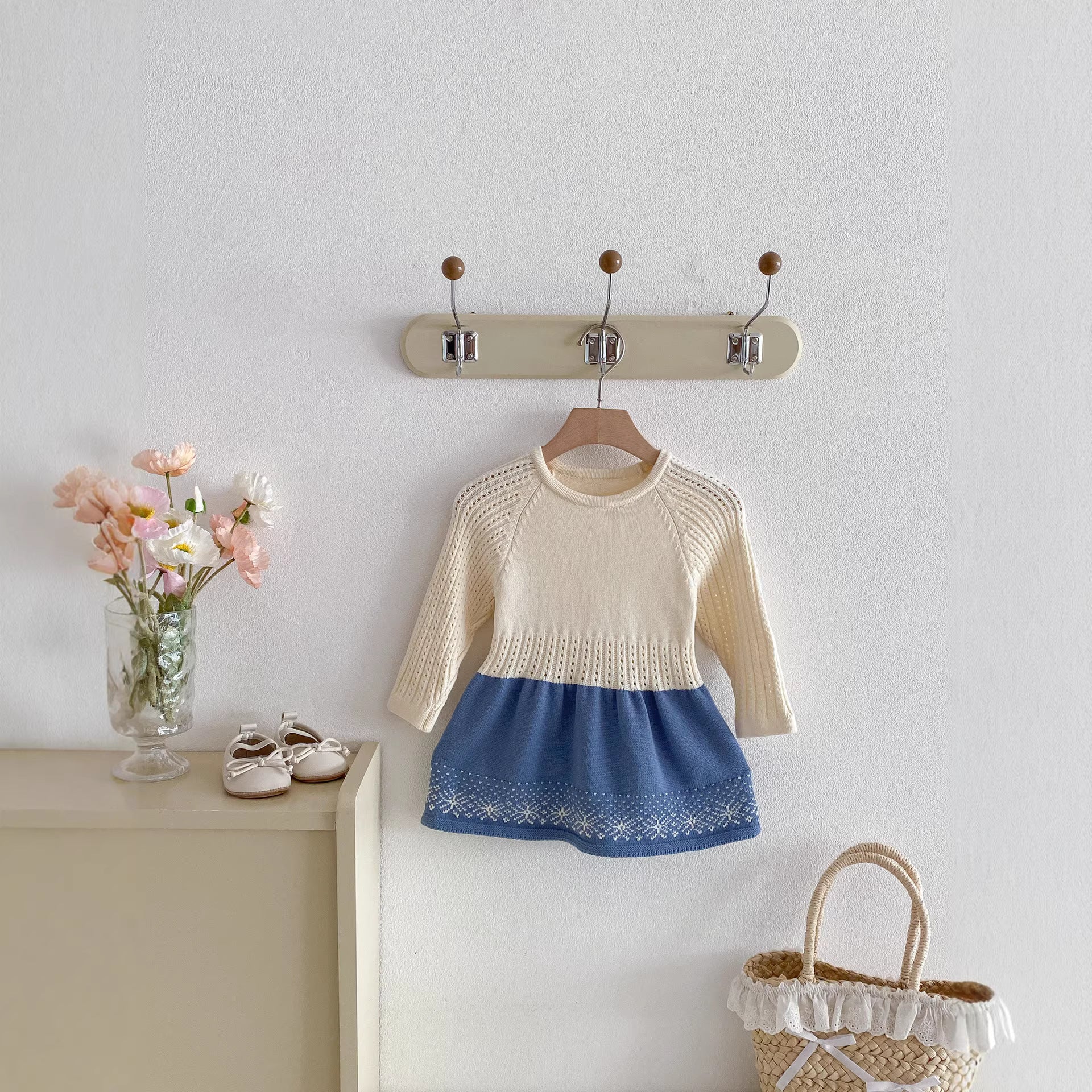 Autumn Knit Long Sleeve Dress for Baby Girls