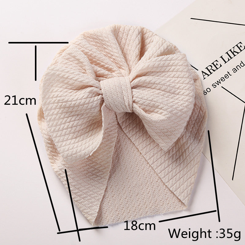 Cozy Pit-Strip Baby Beanie with Bows