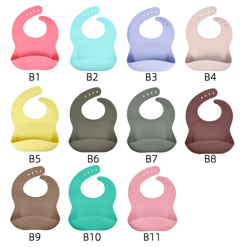 Feeding Tableware with Saliva Pocket, Suction Cup Bowl, Spoon, Dinner Plate and Bib 5-piece Set